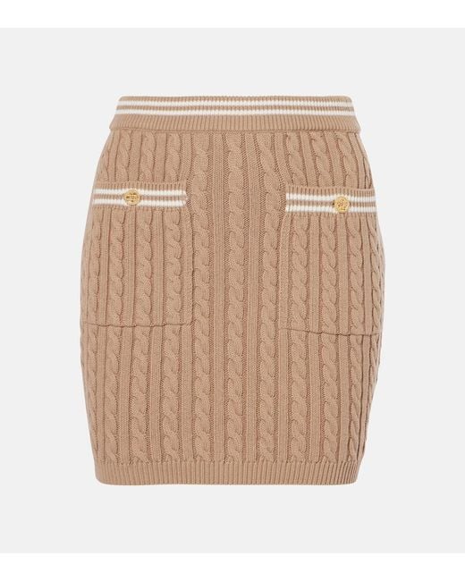 Alessandra Rich Natural Cable-Knit Cotton Miniskirt