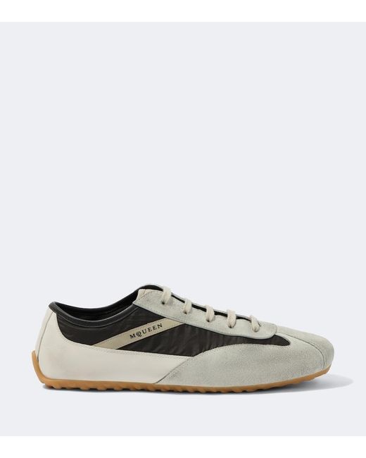 McQueen White Boxe Suede-Trimmed Sneakers for men