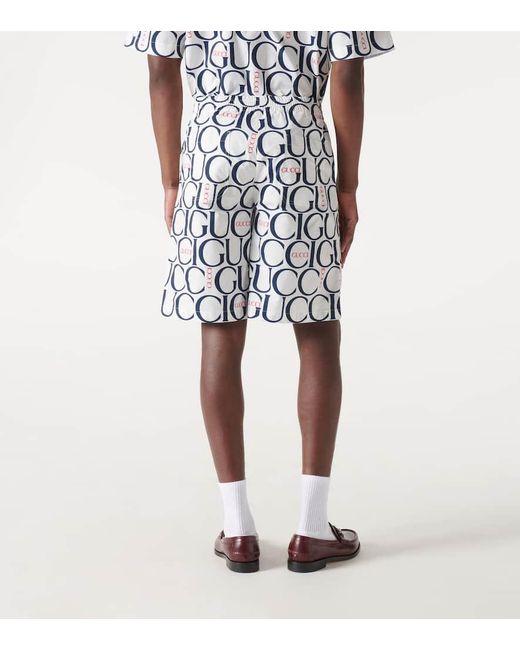 Gucci White Logo Printed Shorts for men