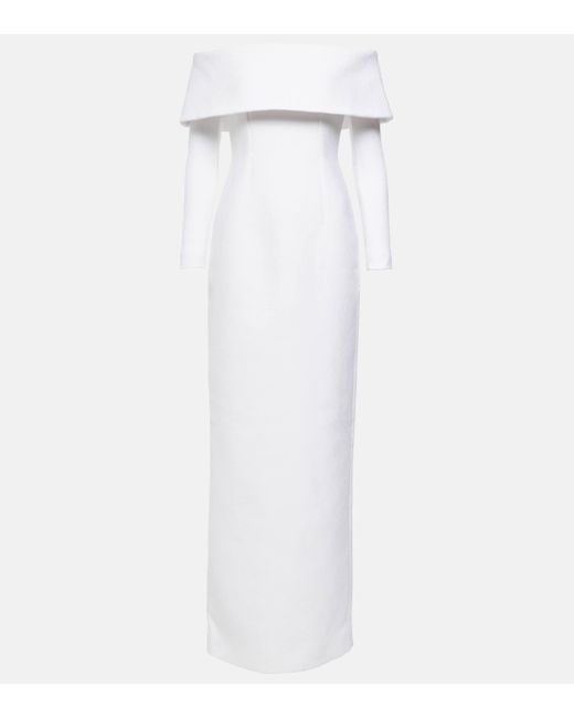 Emilia Wickstead White Stephania Off-shoulder Crepe Maxi Dress