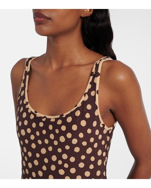 Valentino Brown Polka-Dot Swimsuit