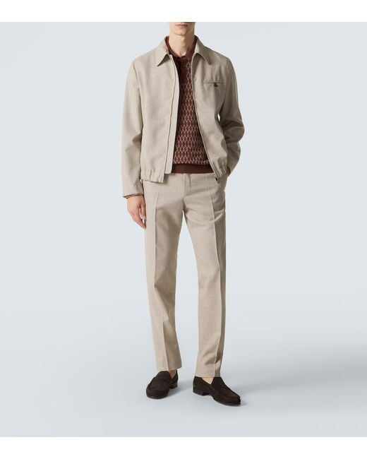 Incotex Natural Virgin Wool Slim Pants for men