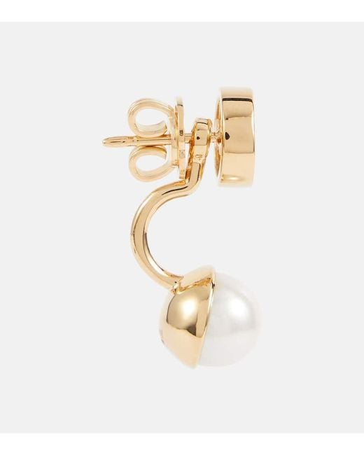 Orecchini Blondie Interlocking G con perle bijoux di Gucci in White
