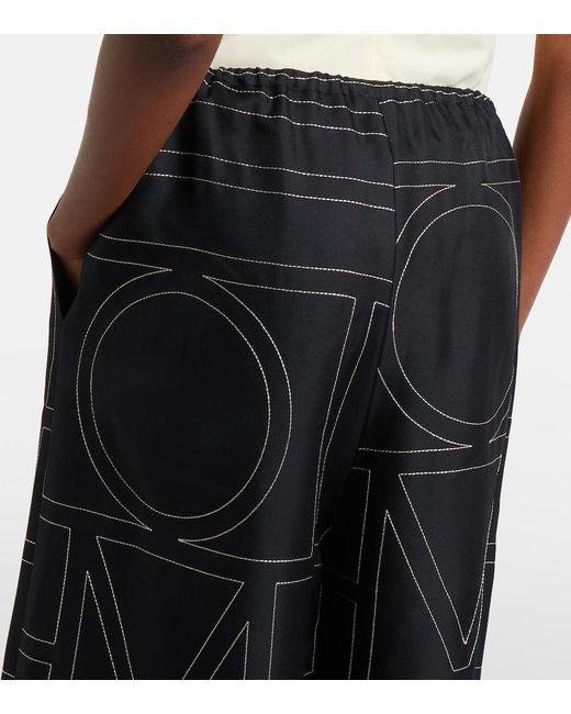 Totême  Black Embroidered Silk Bermuda Shorts