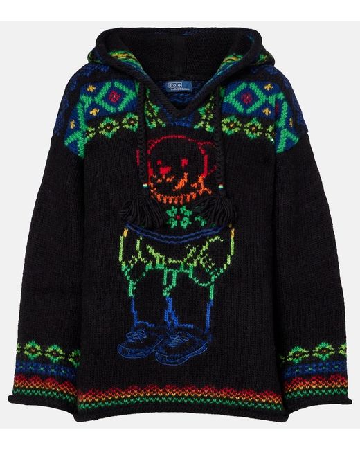 Polo Ralph Lauren Black Hooded Wool Sweater