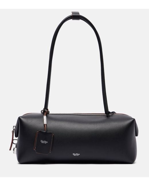 Max Mara Black Holdall Small Leather Tote Bag