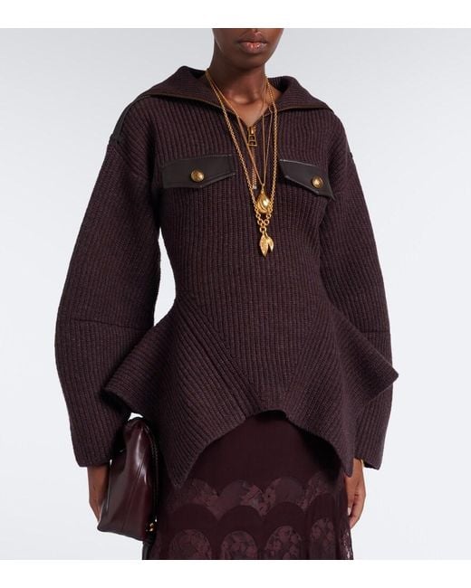 Zimmermann Brown Valiant Wool-Blend Half-Zip Sweater