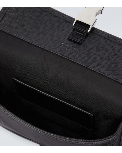 Prada Black Re-Nylon Leather-Trimmed Shoulder Bag for men