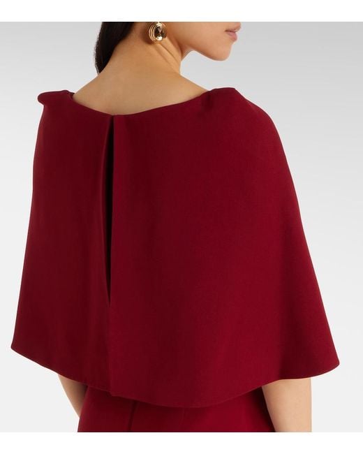Elie Saab Red Caped Cady Gown