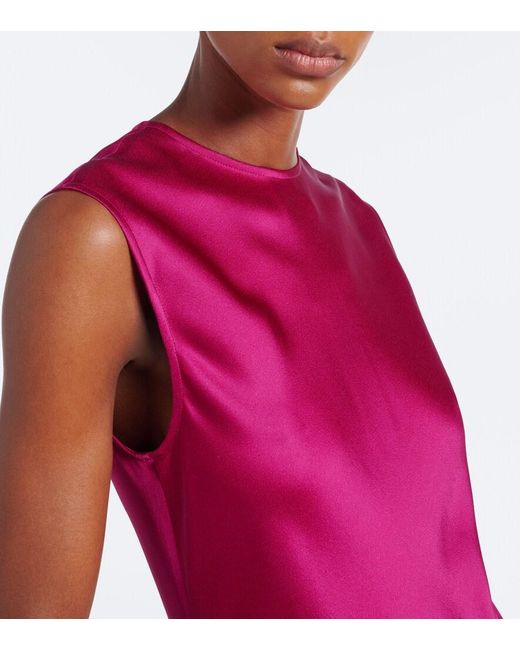 Stella McCartney Purple Draped Satin Maxi Dress