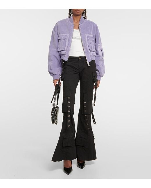 Blumarine Purple Velvet Bomber Jacket