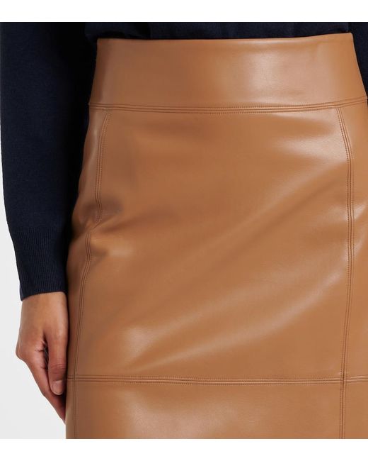Max Mara Brown Faux Leather Midi Skirt