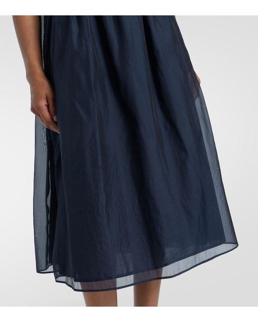 Max Mara Blue Fatoso Silk-Blend Organza Midi Dress
