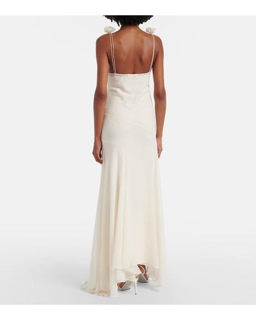 De La Vali White Bridal Dia Silk Chiffon Gown