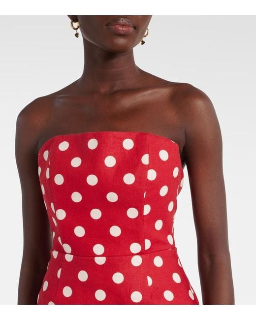 Posse Red Romeo Polka-Dot Linen Maxi Dress