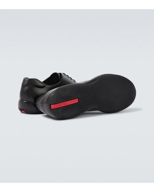 Prada Black Toblach Leather Sneakers for men