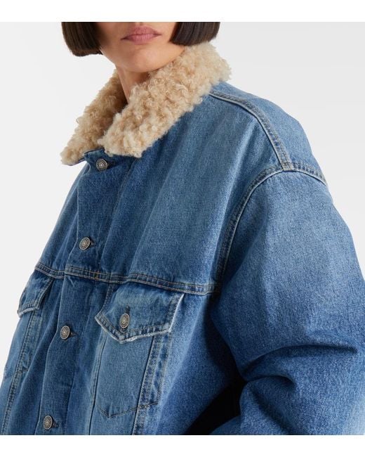 Acne Blue Teddy-Trimmed Denim Jacket