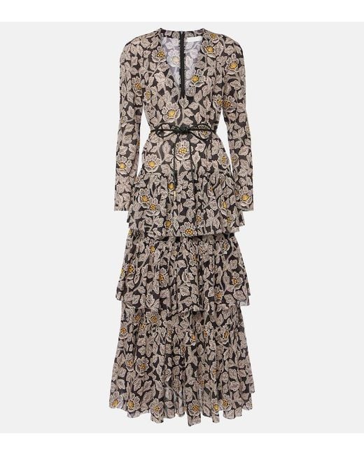 Vestido Midi Ottie De Algodon Floral Zimmermann de color Black