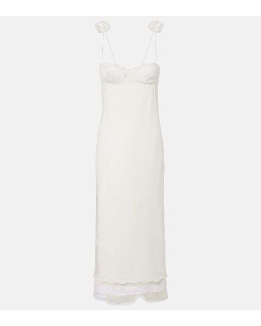 Magda Butrym White Embroidered Silk, Wool And Cotton-Blend Midi Dress