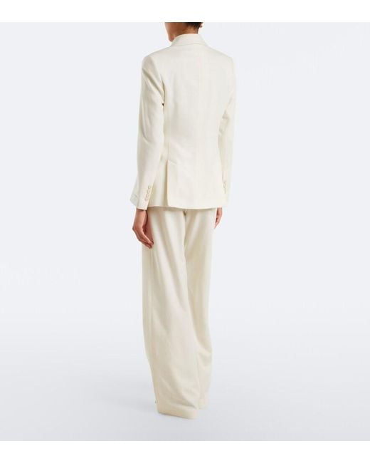 Eleventy White Wool And Cashmere Wide-Leg Pants