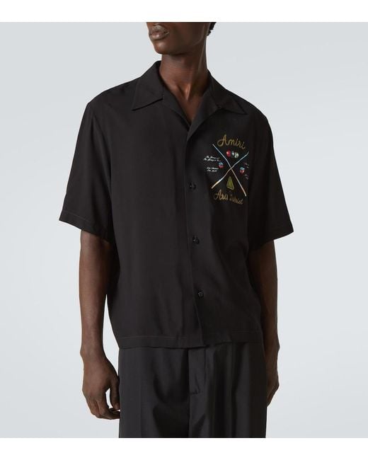 Amiri Black Pool Cue Bowling Shirt for men