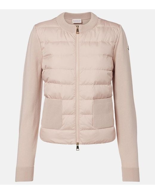 Moncler Natural Down-Paneled Virgin Wool Cardigan