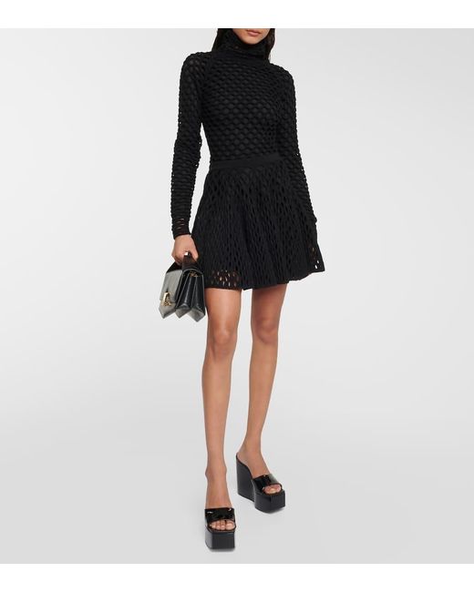 Alaïa Black Patent Leather Platform Wedge Mules