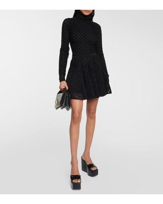Alaïa Black Patent Leather Platform Wedge Mules