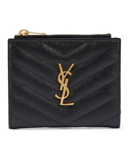 monogram zipped card case in grain de poudre embossed leather