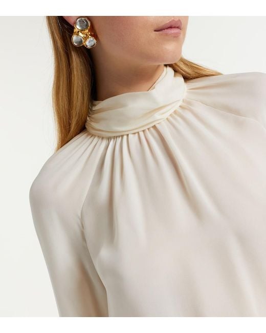 Nili Lotan White Axelle Silk Georgette Blouse