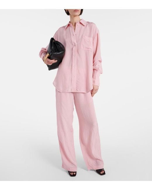 Victoria Beckham Pink High-Rise Wide-Leg Pants