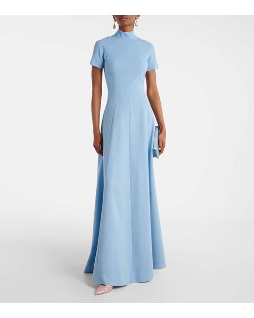 Emilia Wickstead Blue Malinda Wool Crepe Gown