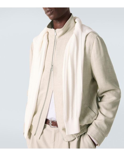 Brunello Cucinelli White Silk, Linen, And Wool Jacket for men