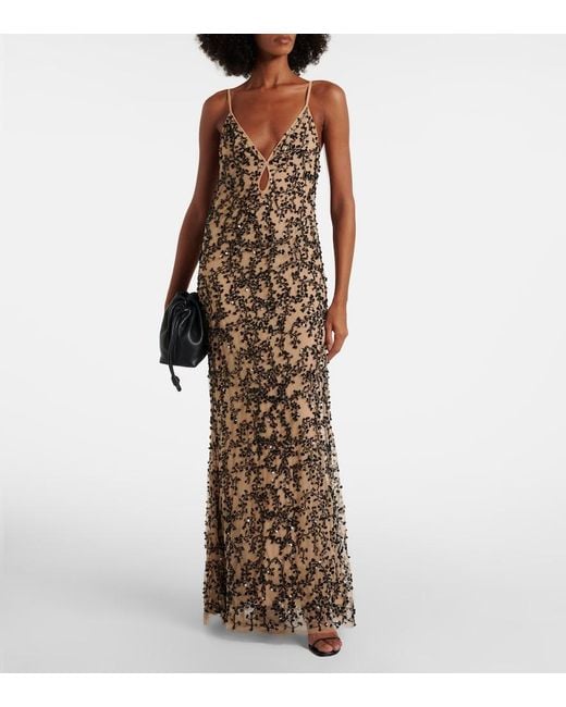 Johanna Ortiz Natural Reinvention Embellished Mesh Gown