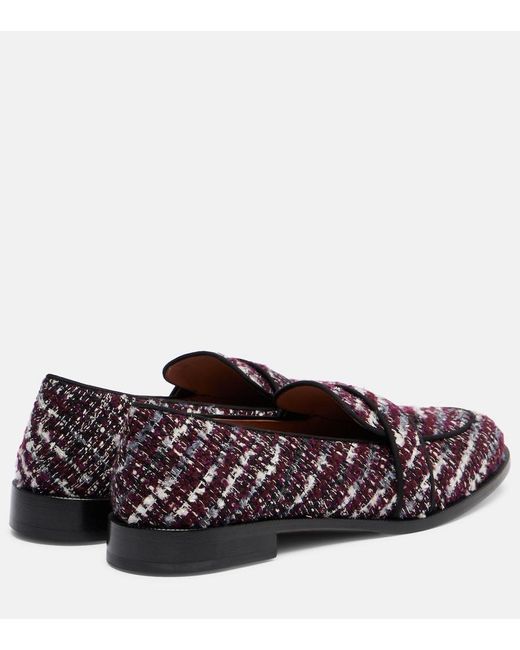 Aquazzura Brown Martin Tweed Loafers