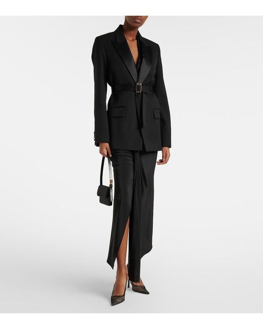 Victoria Beckham Black Leather-Trimmed Mesh Slingback Pumps