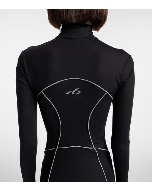 Balenciaga Black Logo Zip-Up Bodysuit