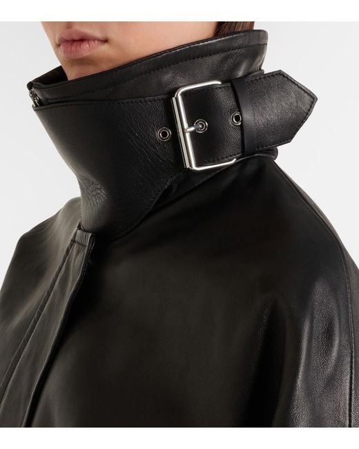 Sportmax Black Ossido Leather Blouson Jacket