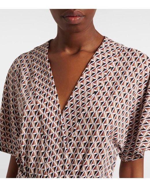 Max Mara Natural Belted Printed Jumpsuit