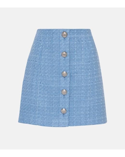 Veronica Beard Blue Rubra Cotton-blend Tweed Skirt