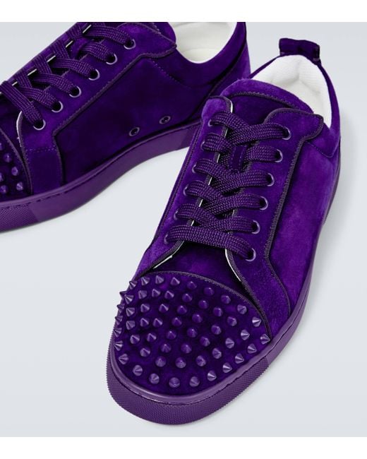 Christian Louboutin Purple Louis Junior Spikes Suede Sneakers for men