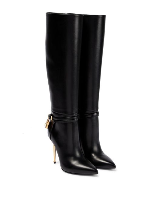 Tom Ford Padlock 105 Leather Knee-high Boots in Black | Lyst