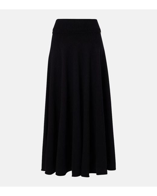 Extreme Cashmere Black N°313 Twirl Cashmere-Blend Maxi Skirt