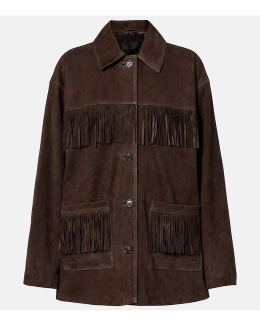 Nili Lotan Brown Foudre Fringed Suede Jacket