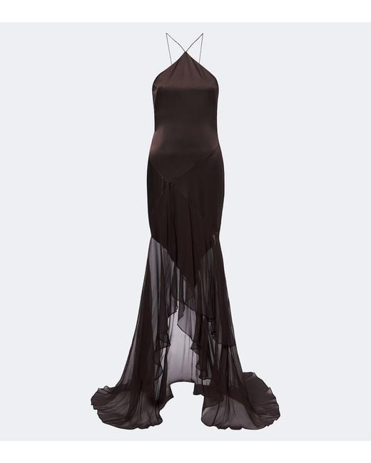 Alex Perry Black Halterneck Silk Gown