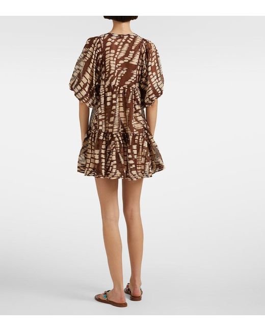 Poupette Brown Aria Printed Cotton Minidress