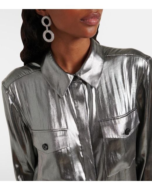Self-Portrait Gray Metallic Shirt