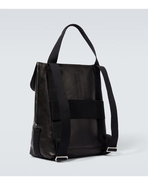 Rick Owens Black Cargo Leather Backpack for men