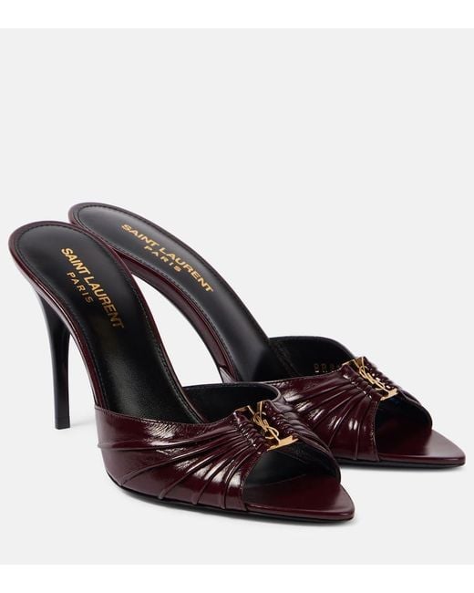 Saint Laurent Red Babylone Cassandre 90 Leather Mules