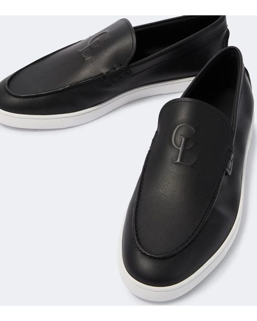 Christian Louboutin Black Neoclboat Leather Slip-On Shoes for men